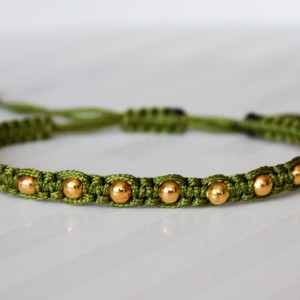 Bratara macramé impletita - Margele verde masliniu, , , ARTYNOS