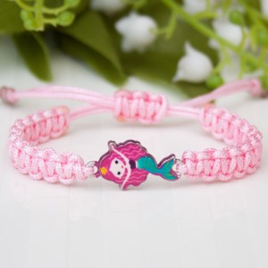 Bratara macramé impletita pentru copii - Mermaid roz deschis - Artynos.ro