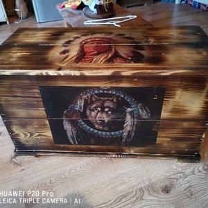 Lada din lemn cu motiv indian - casă & stil de viață - materiale de depozitare și sortare - ladă depozitare - Artynos.ro