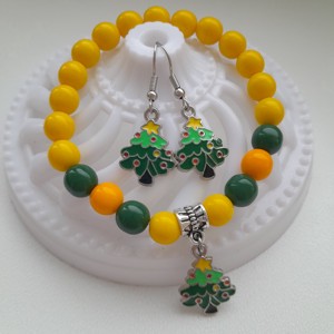 Set de bijuterii din lemn de pin - bratara, cercei - Artynos.ro