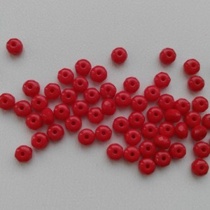 Margele din sticla ceha - donut - 4x2mm - 100 buc / pachet - rosu, , , ARTYNOS