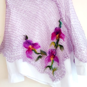 Poncho tricotat manual și impaslit cu iriși de lana  - îmbrăcăminte și modă - haine damă - poncho - Artynos.ro