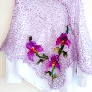 Poncho tricotat manual și impaslit cu iriși de lana  - îmbrăcăminte și modă - haine damă - poncho - Artynos.ro