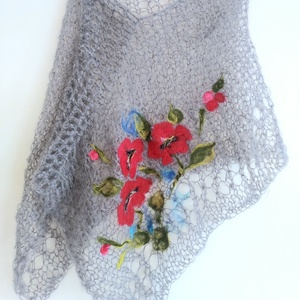 Poncho tricotat și impaslit  - îmbrăcăminte și modă - haine damă - poncho - Artynos.ro