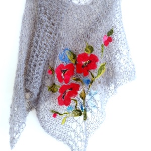 Poncho tricotat și impaslit  - îmbrăcăminte și modă - haine damă - poncho - Artynos.ro