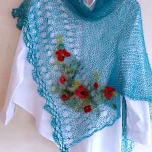 Poncho tricotat și impaslit  - îmbrăcăminte și modă - haine damă - poncho - Artynos.ro