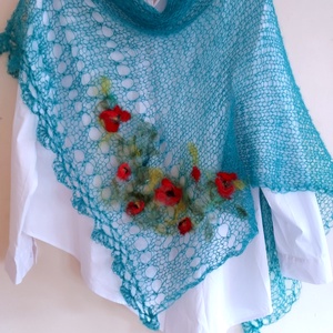 Poncho tricotat și impaslit  - îmbrăcăminte și modă - haine damă - poncho - Artynos.ro