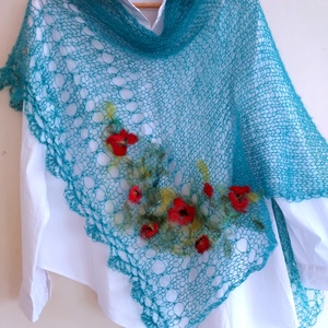 Poncho tricotat și impaslit  - îmbrăcăminte și modă - haine damă - poncho - Artynos.ro