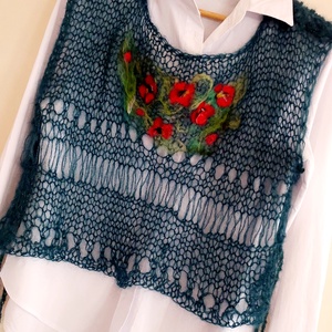 Vesta tricotata si impaslita cu maci de lana , Imbracaminte si moda, Haine dama, Tunica, Fetruire, ARTYNOS