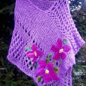 Poncho, capalet tricotat si impaslit  - Artynos.ro