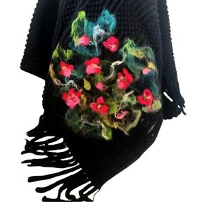 Poncho cu flori impaslite , Imbracaminte si moda, Haine dama, Poncho, , ARTYNOS