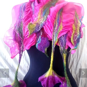 Eșarfă de mătase naturala împaslita  - îmbrăcăminte și modă - eșarfe, pălării, fularuri - șal, eșarfă de cap - Artynos.ro