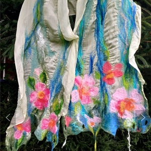 Eșarfă de mătase naturala împaslita  - îmbrăcăminte și modă - eșarfe, pălării, fularuri - șal, eșarfă de cap - Artynos.ro