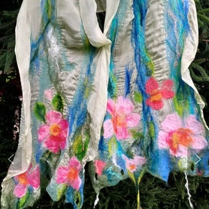 Eșarfă de mătase naturala împaslita  - îmbrăcăminte și modă - eșarfe, pălării, fularuri - șal, eșarfă de cap - Artynos.ro