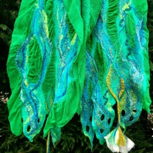 Eșarfă de mătase naturala împaslita  - îmbrăcăminte și modă - eșarfe, pălării, fularuri - șal, eșarfă de cap - Artynos.ro