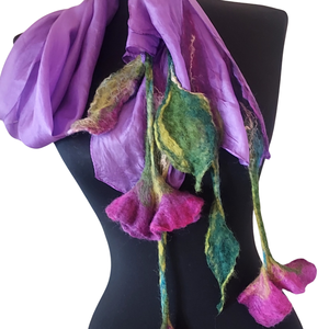 Eșarfă de mătase naturala împaslita  - îmbrăcăminte și modă - eșarfe, pălării, fularuri - șal, eșarfă de cap - Artynos.ro