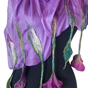 Eșarfă de mătase naturala împaslita  - îmbrăcăminte și modă - eșarfe, pălării, fularuri - șal, eșarfă de cap - Artynos.ro