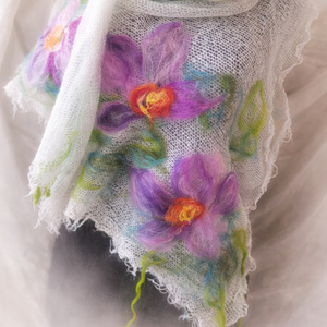 Sal cu flori impaslite  - îmbrăcăminte și modă - eșarfe, pălării, fularuri - bandă pentru cap - Artynos.ro