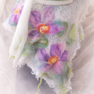 Sal cu flori impaslite  - îmbrăcăminte și modă - eșarfe, pălării, fularuri - bandă pentru cap - Artynos.ro