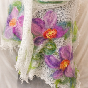 Sal cu flori impaslite  - îmbrăcăminte și modă - eșarfe, pălării, fularuri - bandă pentru cap - Artynos.ro