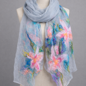 Eșarfă de mătase naturala împaslita  - îmbrăcăminte și modă - eșarfe, pălării, fularuri - șal, eșarfă de cap - Artynos.ro