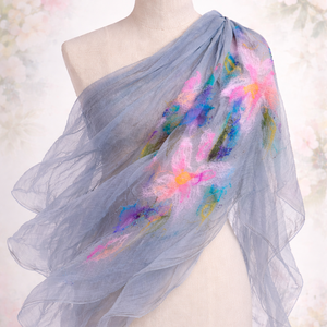 Eșarfă de mătase naturala împaslita  - îmbrăcăminte și modă - eșarfe, pălării, fularuri - șal, eșarfă de cap - Artynos.ro