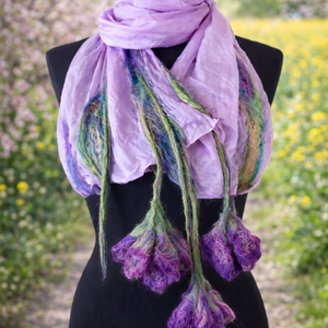 Eșarfă de mătase naturala împaslita  - îmbrăcăminte și modă - eșarfe, pălării, fularuri - șal, eșarfă de cap - Artynos.ro