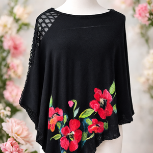 Poncho cu maci impasliti , Imbracaminte si moda, Haine dama, Poncho, Fetruire, ARTYNOS