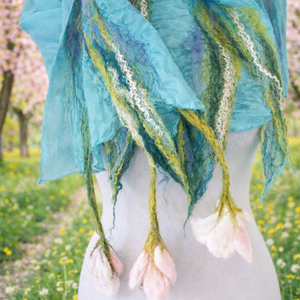 Esarfa de matase naturala impaslita , Imbracaminte si moda, Esarfe, palarii, fularuri, Sal, esarfa de cap, Fetruire, ARTYNOS