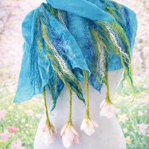Eșarfă de mătase naturala împaslita  - îmbrăcăminte și modă - eșarfe, pălării, fularuri - șal, eșarfă de cap - Artynos.ro