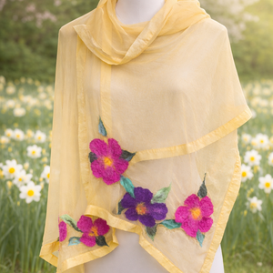 Eșarfă de mătase naturala împaslita  - îmbrăcăminte și modă - eșarfe, pălării, fularuri - bandă pentru cap - Artynos.ro