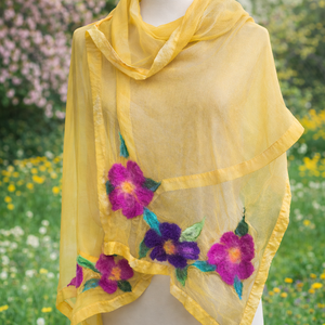 Eșarfă de mătase naturala împaslita  - îmbrăcăminte și modă - eșarfe, pălării, fularuri - bandă pentru cap - Artynos.ro