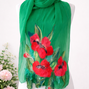 Eșarfă de mătase naturala împaslita  - îmbrăcăminte și modă - eșarfe, pălării, fularuri - bandă pentru cap - Artynos.ro