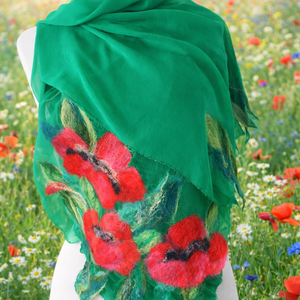 Eșarfă de mătase naturala împaslita  - îmbrăcăminte și modă - eșarfe, pălării, fularuri - bandă pentru cap - Artynos.ro