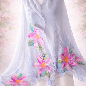 Eșarfă de mătase naturala împaslita  - îmbrăcăminte și modă - eșarfe, pălării, fularuri - bandă pentru cap - Artynos.ro