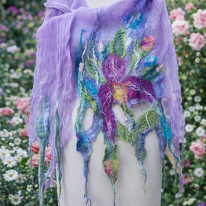 Eșarfă de mătase naturala împaslita  - îmbrăcăminte și modă - eșarfe, pălării, fularuri - bandă pentru cap - Artynos.ro