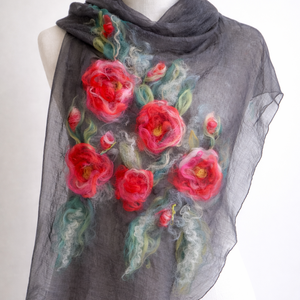 Eșarfă de mătase naturala împaslita  - îmbrăcăminte și modă - eșarfe, pălării, fularuri - eșarfe - Artynos.ro