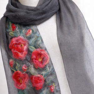 Eșarfă de mătase naturala împaslita  - îmbrăcăminte și modă - eșarfe, pălării, fularuri - eșarfe - Artynos.ro