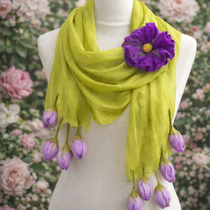 Eșarfă de mătase naturala împaslita  - îmbrăcăminte și modă - eșarfe, pălării, fularuri - eșarfe - Artynos.ro