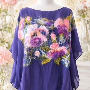 Poncho, tunica de mătase naturala împaslita  - îmbrăcăminte și modă - haine damă - bluze damă - Artynos.ro