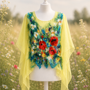 Flori de câmp  - îmbrăcăminte și modă - haine damă - poncho - Artynos.ro