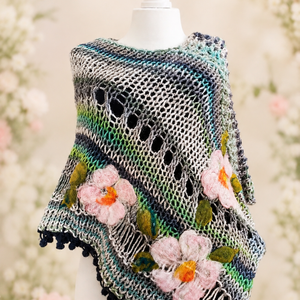Poncho cu flori impaslite  - Artynos.ro