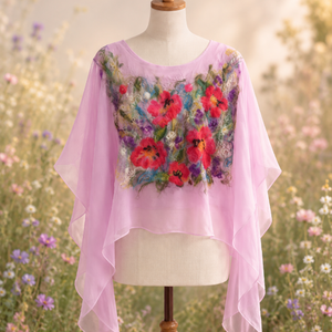 Flori de câmp  - îmbrăcăminte și modă - haine damă - poncho - Artynos.ro