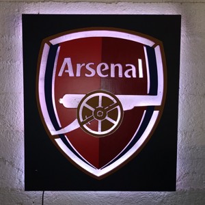 Arsenal - zidul fanilor clubului de fotbal, pictură murală iluminată - casă & stil de viață - accesorii pentru decorat casa - picturi murale - artă de perete din lemn - Artynos.ro