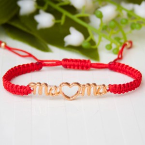 Bratara macramé impletita - Mama - rosu, , , ARTYNOS