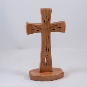 Cruce de lemn pe piedestal cu model, cruce de masa, , , ARTYNOS