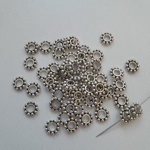 Distantiere metalice - 6x1mm (gaura:3mm) - 57 bucati / pachet - culoare argintiu antic, , , ARTYNOS