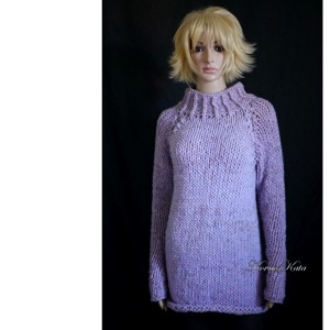 ERNA ALPAKA - pulover lung exclusiv tricotat manual/ violet - îmbrăcăminte și modă - haine damă - hanorace, cardigane - Artynos.ro