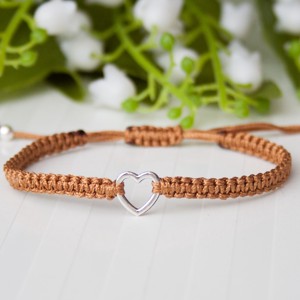 Bratara macramé impletita - Hearts brown/silver, , , ARTYNOS