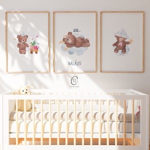 Imagine personalizata pentru camera copiilor, decoratiuni pentru camera copilului, set de arta de perete cu animale din padure 3 buc, , , ARTYNOS